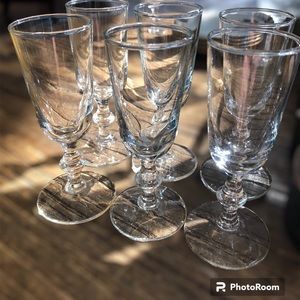 Georgian Cordial glasses by Libbert Glass Vintage Set of 6 Excellent like new